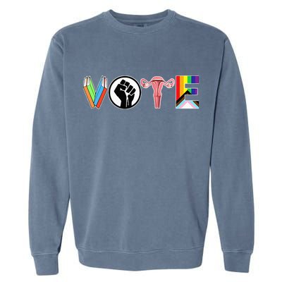 Vote Books Fist Ovaries Lgtbq Garment-Dyed Sweatshirt