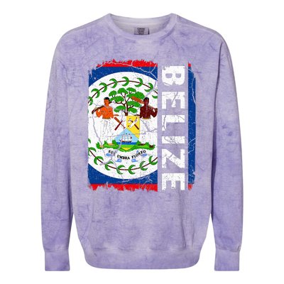 Vintage Belizean Flag Belize Pride Roots Heritage Colorblast Crewneck Sweatshirt