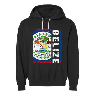 Vintage Belizean Flag Belize Pride Roots Heritage Garment-Dyed Fleece Hoodie