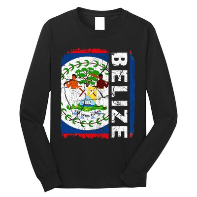 Vintage Belizean Flag Belize Pride Roots Heritage Long Sleeve Shirt