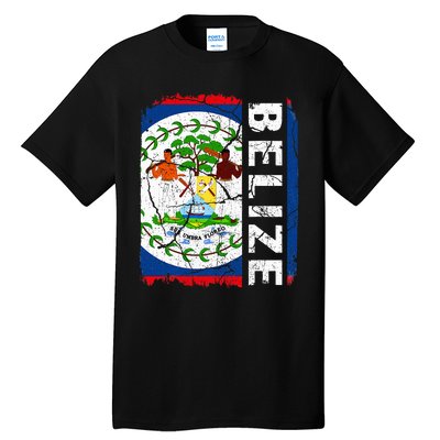 Vintage Belizean Flag Belize Pride Roots Heritage Tall T-Shirt