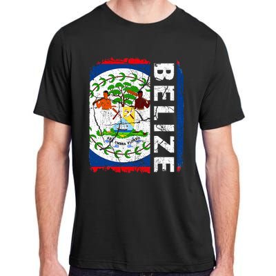 Vintage Belizean Flag Belize Pride Roots Heritage Adult ChromaSoft Performance T-Shirt