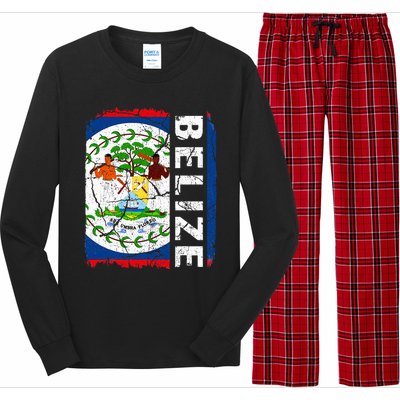 Vintage Belizean Flag Belize Pride Roots Heritage Long Sleeve Pajama Set