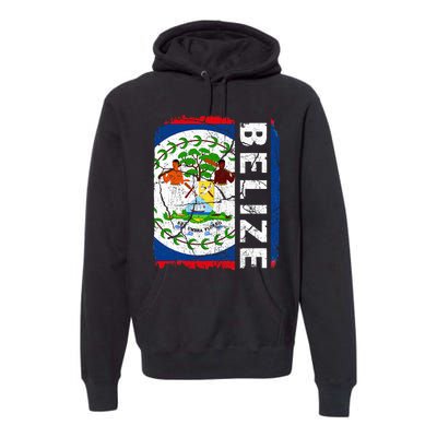 Vintage Belizean Flag Belize Pride Roots Heritage Premium Hoodie