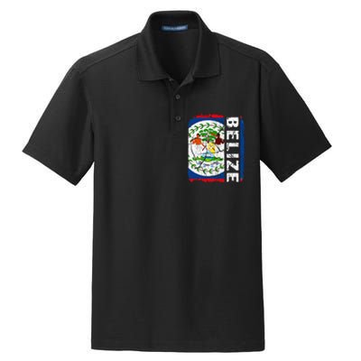 Vintage Belizean Flag Belize Pride Roots Heritage Dry Zone Grid Polo