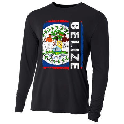 Vintage Belizean Flag Belize Pride Roots Heritage Cooling Performance Long Sleeve Crew