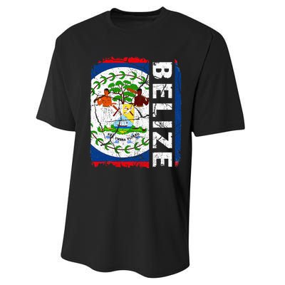 Vintage Belizean Flag Belize Pride Roots Heritage Performance Sprint T-Shirt