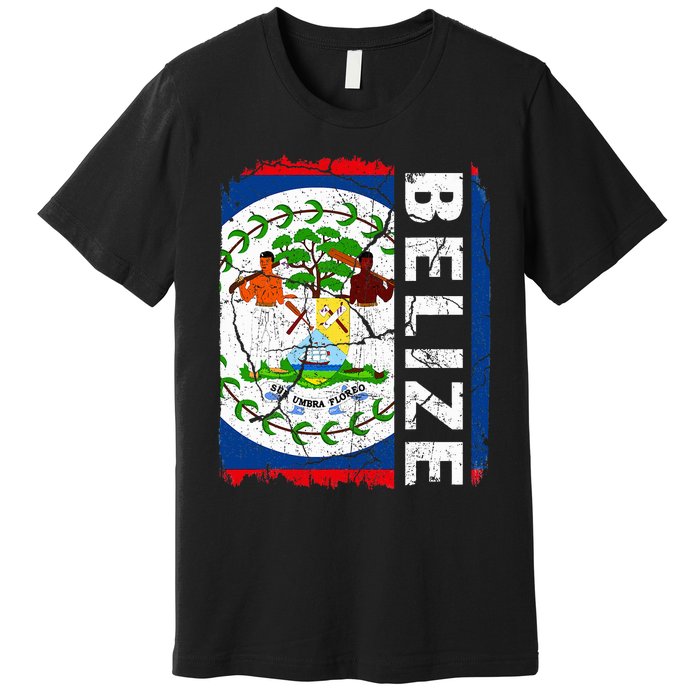 Vintage Belizean Flag Belize Pride Roots Heritage Premium T-Shirt