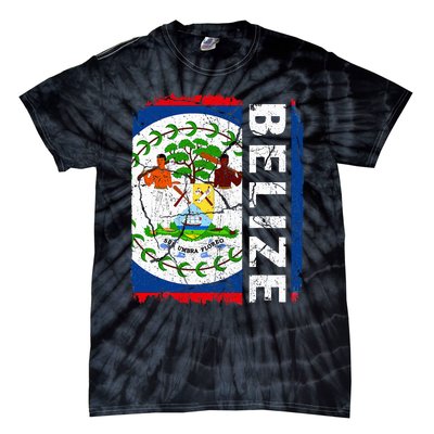 Vintage Belizean Flag Belize Pride Roots Heritage Tie-Dye T-Shirt