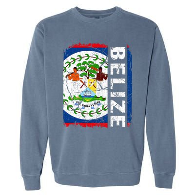 Vintage Belizean Flag Belize Pride Roots Heritage Garment-Dyed Sweatshirt