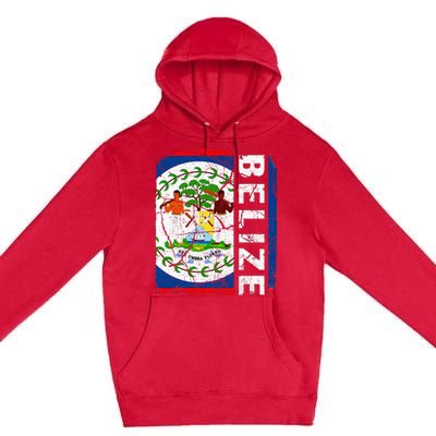 Vintage Belizean Flag Belize Pride Roots Heritage Premium Pullover Hoodie