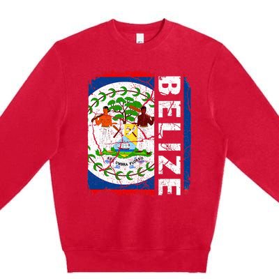 Vintage Belizean Flag Belize Pride Roots Heritage Premium Crewneck Sweatshirt