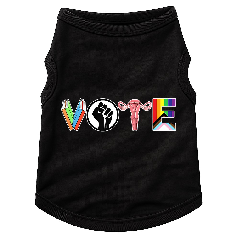 Vote Books, Fist, Ovaries, LGTBQ Doggie Tank