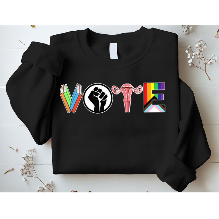 Vote Books, Fist, Ovaries, LGTBQ Sweatshirt