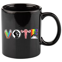 Vote Books, Fist, Ovaries, LGTBQ 11oz C Handle Ceramic Mug