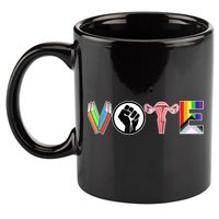 Vote Books, Fist, Ovaries, LGTBQ 11oz C Handle Ceramic Mug