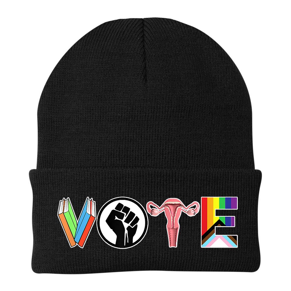 Vote Books, Fist, Ovaries, LGTBQ Beanie