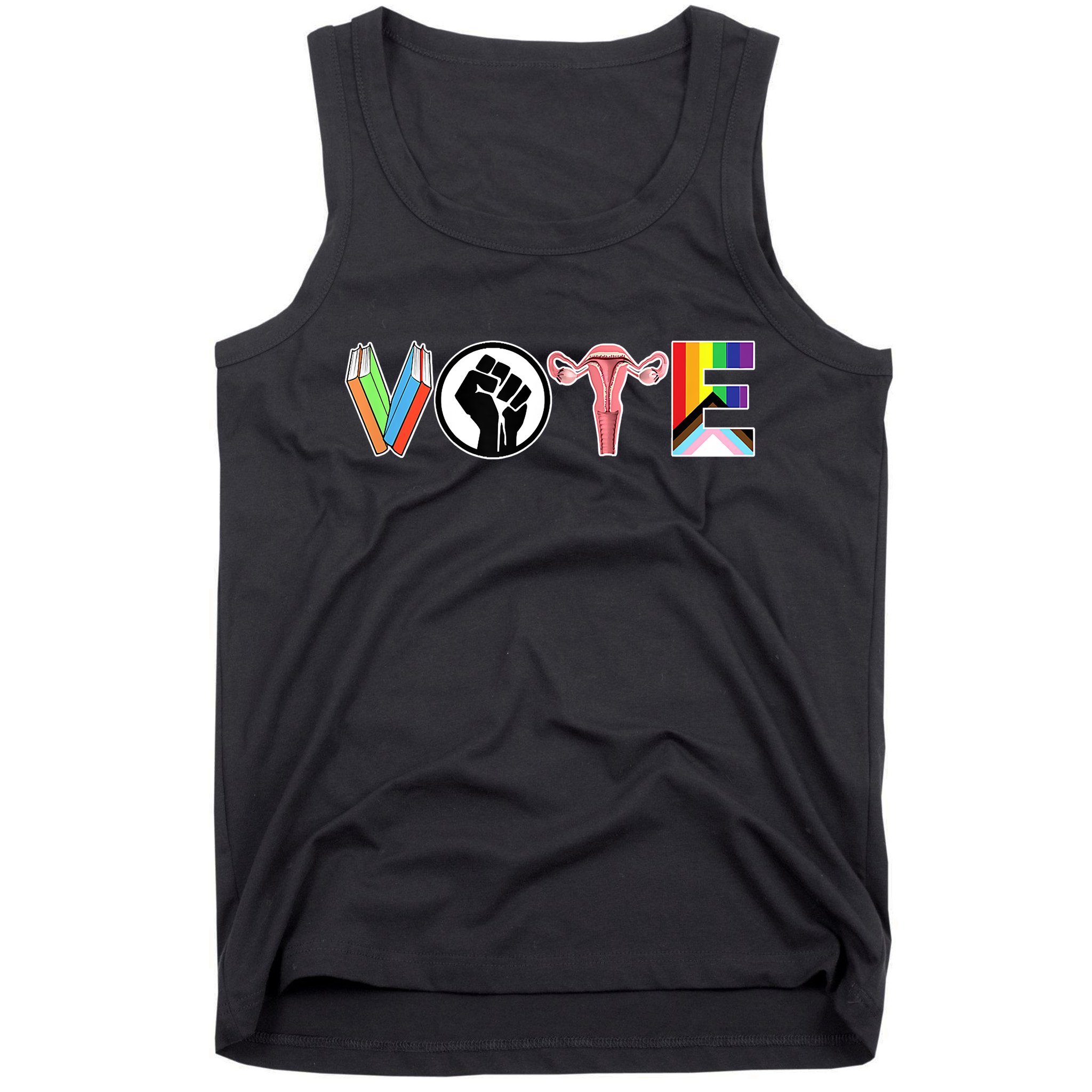 Vote Books, Fist, Ovaries, LGTBQ Tank Top