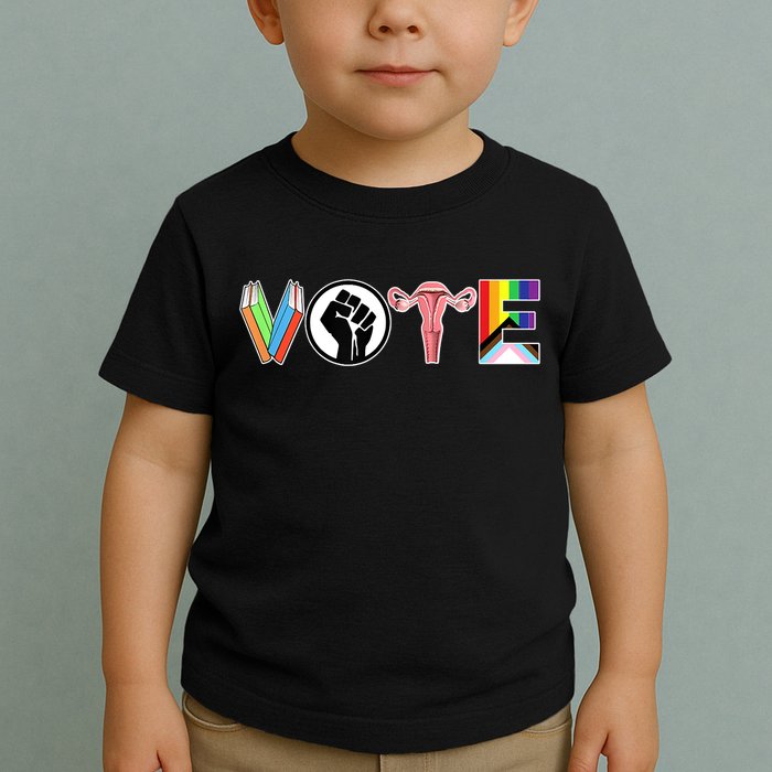 Vote Books, Fist, Ovaries, LGTBQ Toddler T-Shirt