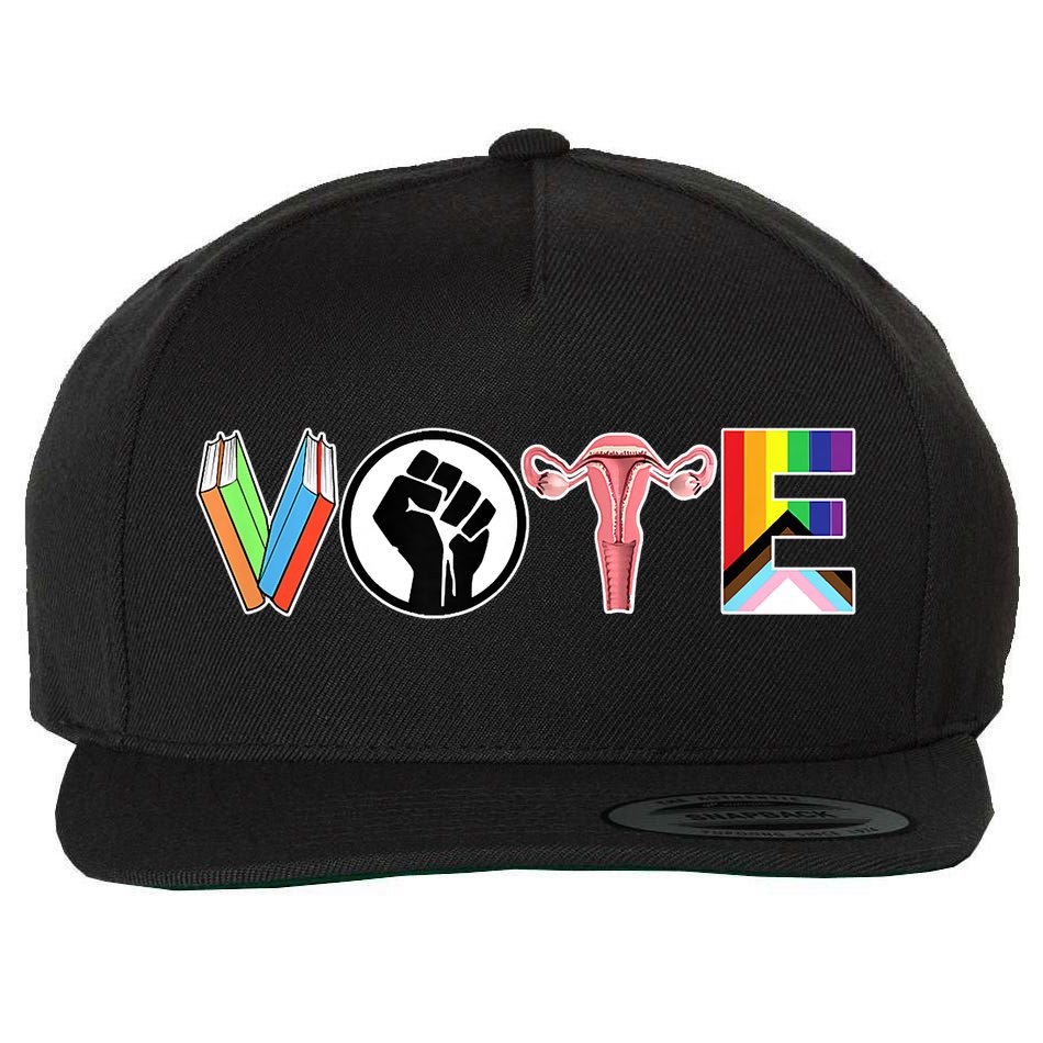 Vote Books, Fist, Ovaries, LGTBQ Wool Snapback Cap