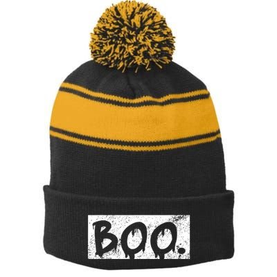 Vintage Boo Funny Lazy Halloween Costumes Stripe Pom Pom Beanie