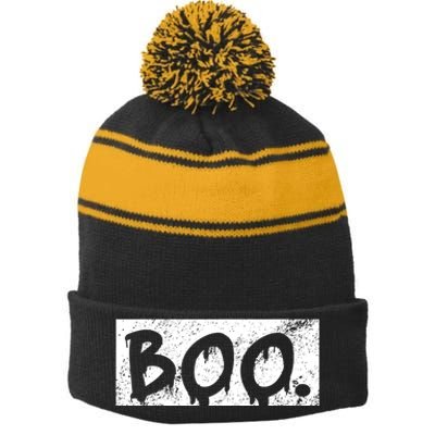 Vintage Boo Funny Lazy Halloween Costumes Stripe Pom Pom Beanie