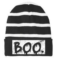 Vintage Boo Funny Lazy Halloween Costumes Striped Beanie with Solid Band