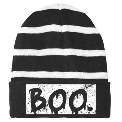 Vintage Boo Funny Lazy Halloween Costumes Striped Beanie with Solid Band