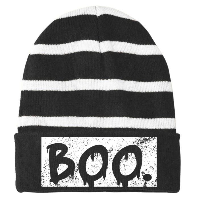 Vintage Boo Funny Lazy Halloween Costumes Striped Beanie with Solid Band