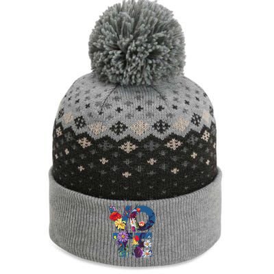 Vote Blue Floral Flower Democrat Kamala 2024 The Baniff Cuffed Pom Beanie