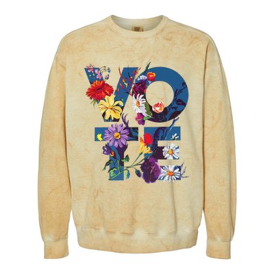 Vote Blue Floral Flower Democrat Kamala 2024 Colorblast Crewneck Sweatshirt