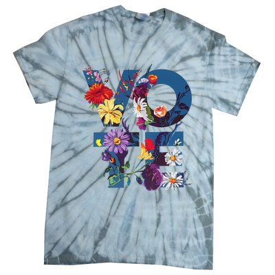 Vote Blue Floral Flower Democrat Kamala 2024 Tie-Dye T-Shirt