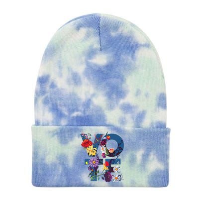 Vote Blue Floral Flower Democrat Kamala 2024 Tie Dye 12in Knit Beanie