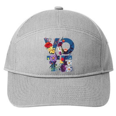 Vote Blue Floral Flower Democrat Kamala 2024 7-Panel Snapback Hat