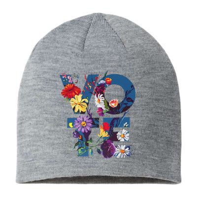 Vote Blue Floral Flower Democrat Kamala 2024 Sustainable Beanie