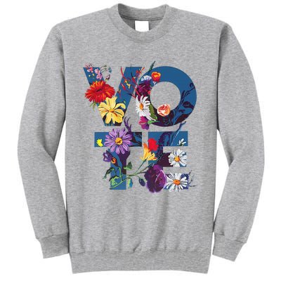 Vote Blue Floral Flower Democrat Kamala 2024 Tall Sweatshirt