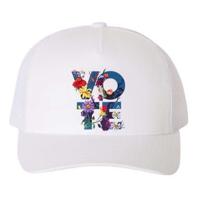 Vote Blue Floral Flower Democrat Kamala 2024 Yupoong Adult 5-Panel Trucker Hat