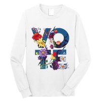 Vote Blue Floral Flower Democrat Kamala 2024 Long Sleeve Shirt