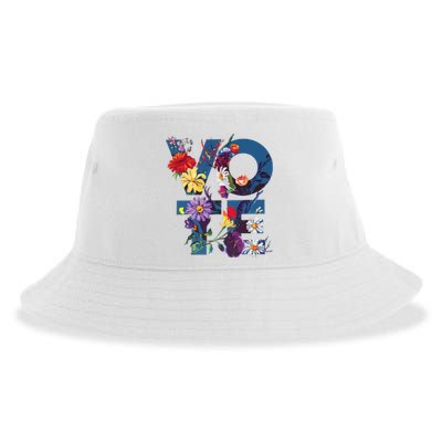 Vote Blue Floral Flower Democrat Kamala 2024 Sustainable Bucket Hat