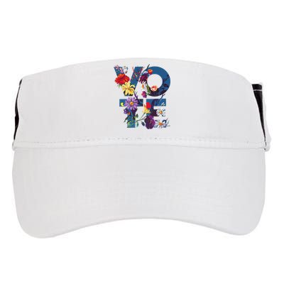 Vote Blue Floral Flower Democrat Kamala 2024 Adult Drive Performance Visor