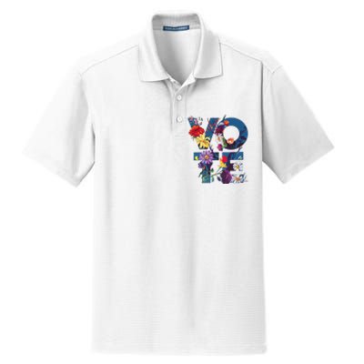 Vote Blue Floral Flower Democrat Kamala 2024 Dry Zone Grid Polo