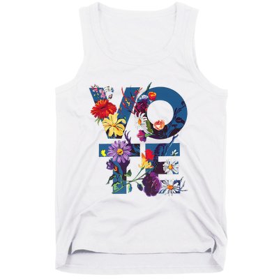 Vote Blue Floral Flower Democrat Kamala 2024 Tank Top