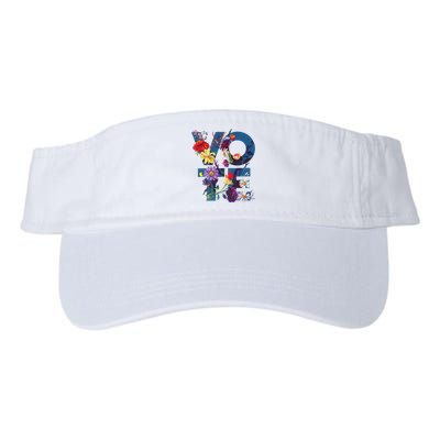 Vote Blue Floral Flower Democrat Kamala 2024 Valucap Bio-Washed Visor