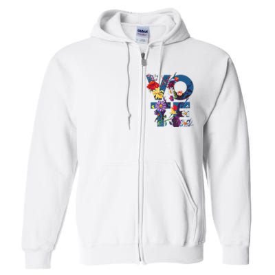 Vote Blue Floral Flower Democrat Kamala 2024 Full Zip Hoodie