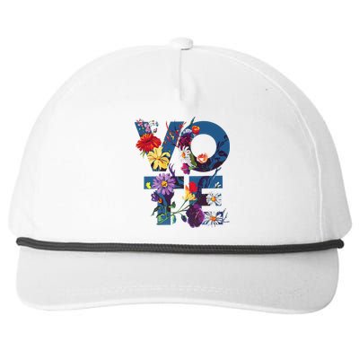 Vote Blue Floral Flower Democrat Kamala 2024 Snapback Five-Panel Rope Hat