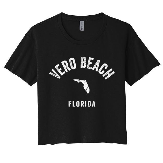 Vero Beach Florida Fl Vintage 70s Athletic Sports Design Crop Top