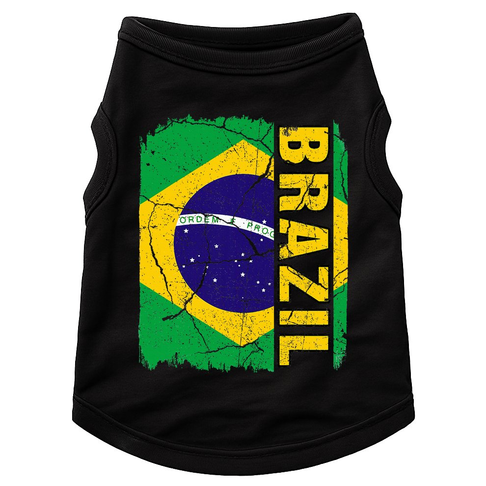 Vintage Brazilian Flag Brazil Pride Roots Heritage Gift Doggie Tank