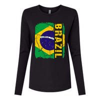 Vintage Brazilian Flag Brazil Pride Roots Heritage Gift Womens Cotton Relaxed Long Sleeve T-Shirt