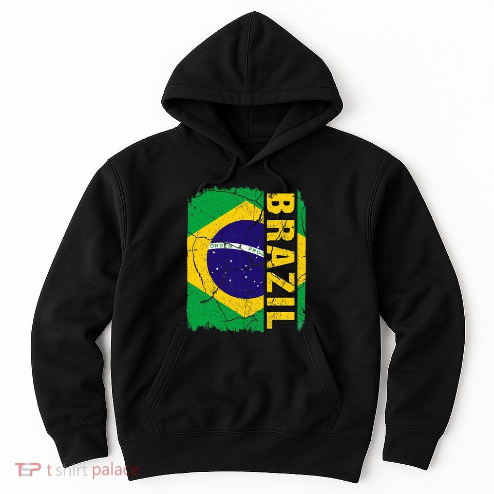 Vintage Brazilian Flag Brazil Pride Roots Heritage Gift Hoodie