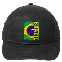 Vintage Brazilian Flag Brazil Pride Roots Heritage Gift 7-Panel Snapback Hat